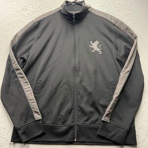 Express Mens Track Jacket XL Black Grey Lion Logo Full Zip Athletic Striped